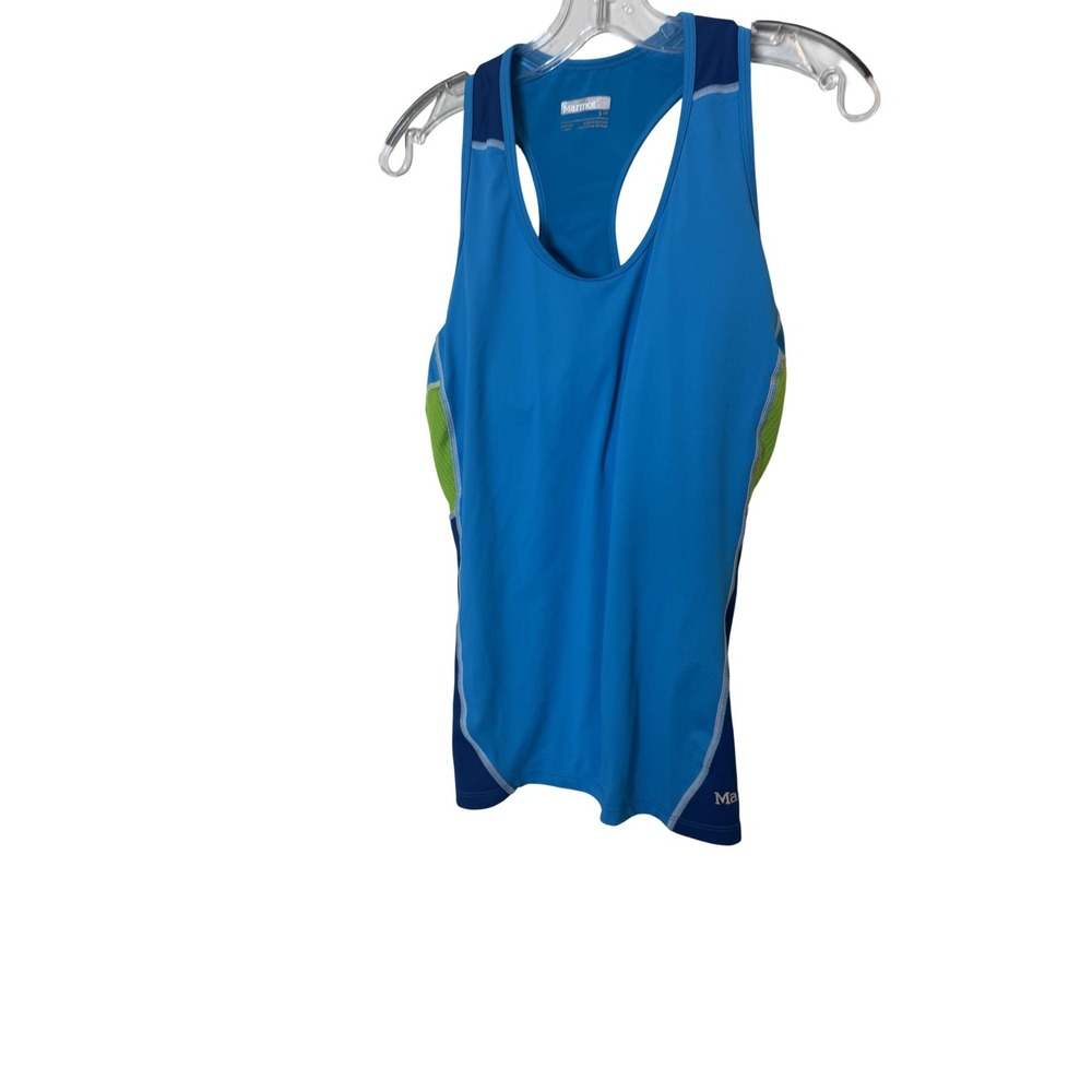 Marmot Tank Top Womens Small Blue Colorblock Built In Bra Racerback Athletic